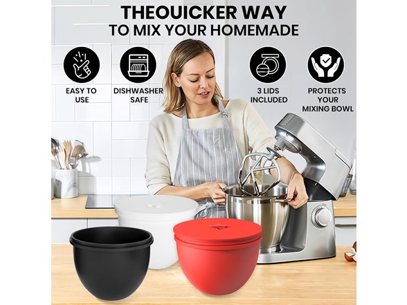 COOBL 5 QT Silicone Mixer Bowl Liners 3-Set with Lids