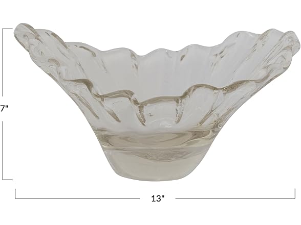 Creative Co-Op Hand-Blown Glass Pleated Organic Shaped Bowl, Clear