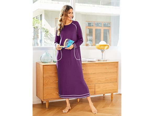 Ekouaer Women (XL) Nightshirt Long Sleeve Dress