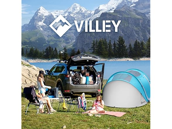 VILLEY 4 Person Easy Pop Up Tent Waterproof