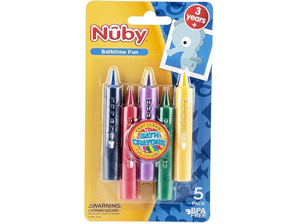 Nuby 5-Pack Easy Clean Bath Time Crayons