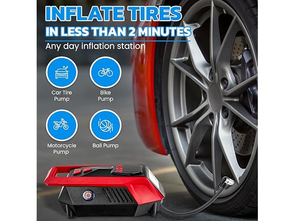 Bullseye 12V DC Car Tire Inflator Portable Air Compressor