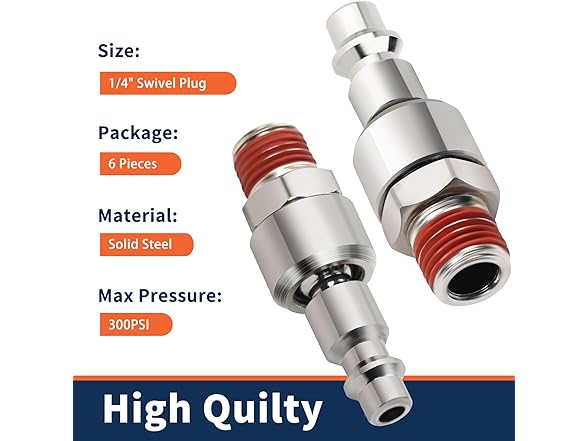 Ufixed 1/4 Swivel Air Plug, 6-Pack