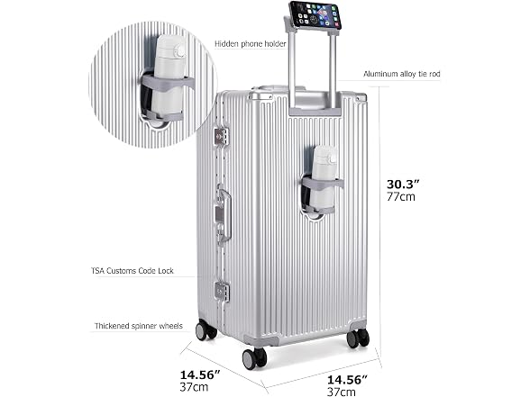 feilario Aluminum Frame Checked Luggage
