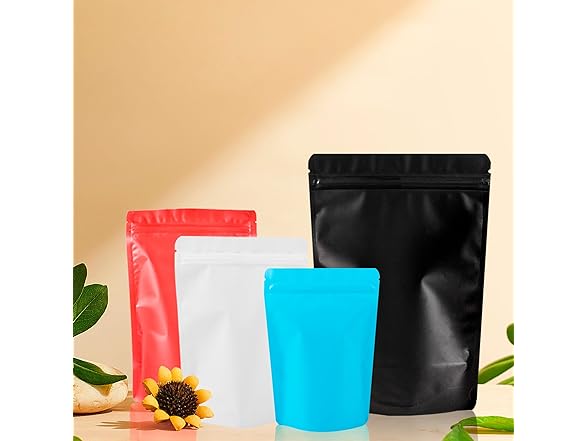 Mstar Pack 100 Pack Stand up Bags, Resealable Bag
