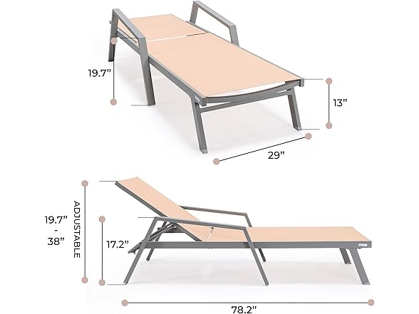 LeisureMod MLAGR-77LBR Marlin Chaise Lounge Light Brown