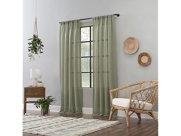 Clean Window Anti-Dust Sheer Curtain 52"x84", Green
