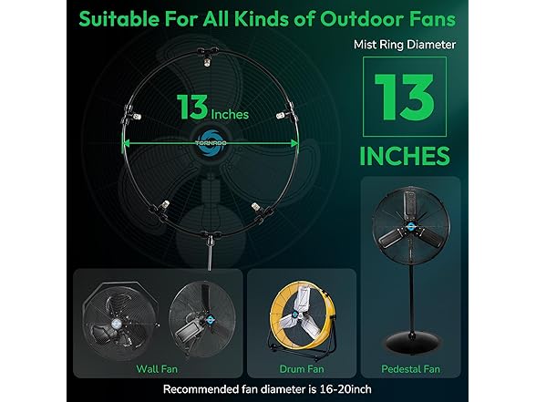 Tornado 13 Inch Misting Kit Outdoor Fan