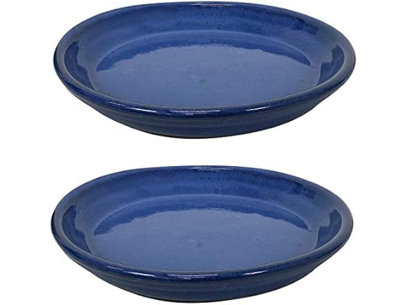 Sunnydaze 9-Inch Ceramic Plant Saucers- Imperial Blue