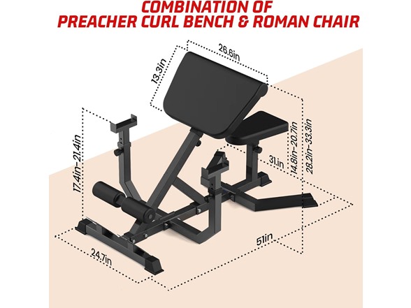2-in-1 Roman Chair & Preacher wave Bench Black