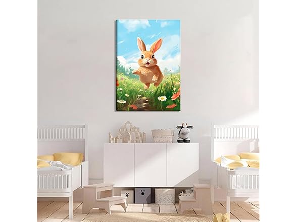 Nursery Cute Bunny Canvas Wall Art