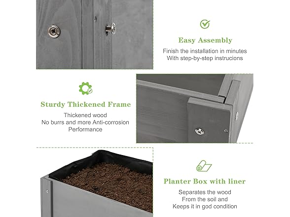 SoliWood BC075525010165 Raised Garden Bed with Legs (Open Box)