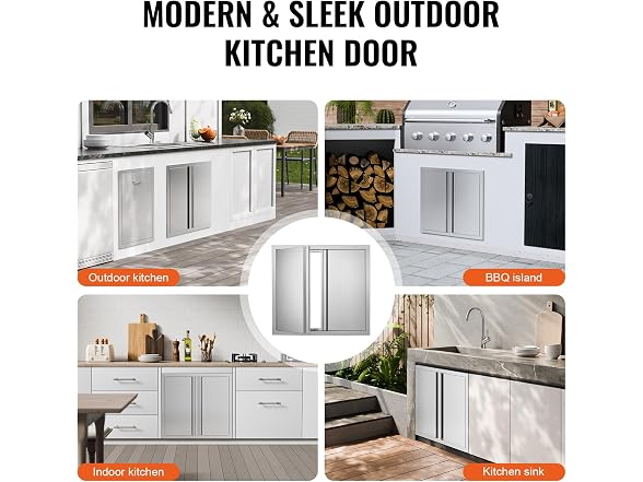 Double Stainless Outdoor Kitchen Door, 26W x 24H Inch