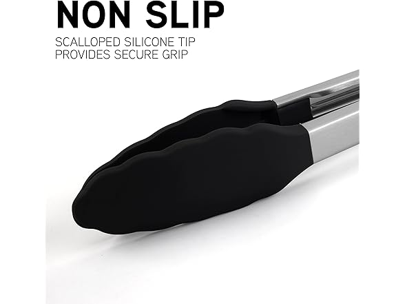 Stainless Steel Silicone Tipped Tongs Set