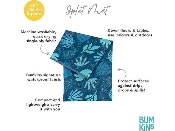 Bumkins Baby Splat Mat, Blue Tropic