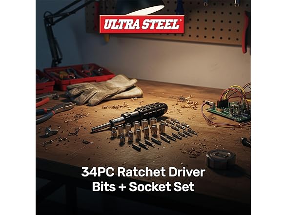 ULTRA STEEL TS02265J-1 34 PC RATCHET S/D BITS &