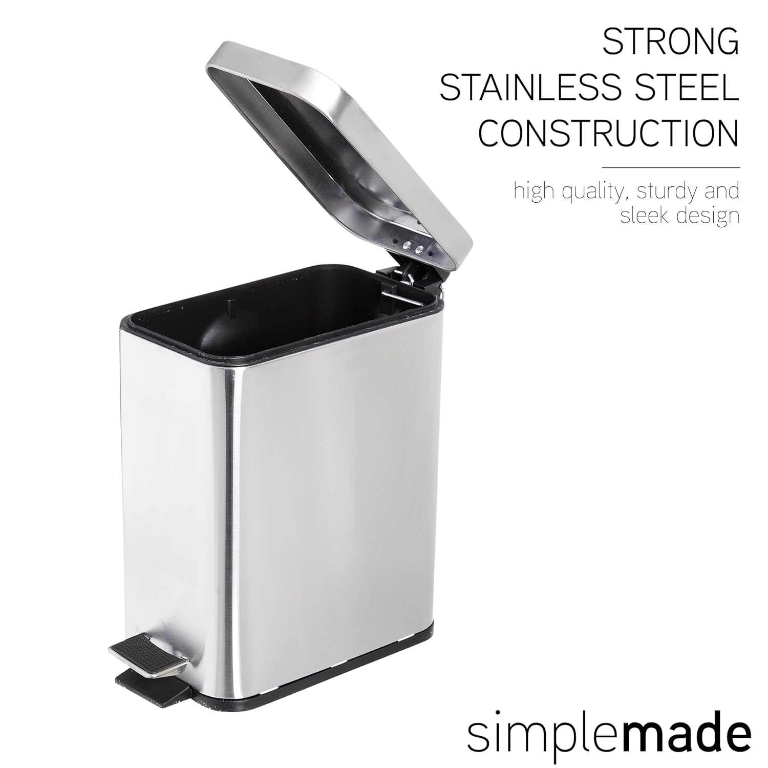 SIMPLEMADE Rectangle Step Trash Can - 5 Liter / 1.3 Gallon - Gallery 5
