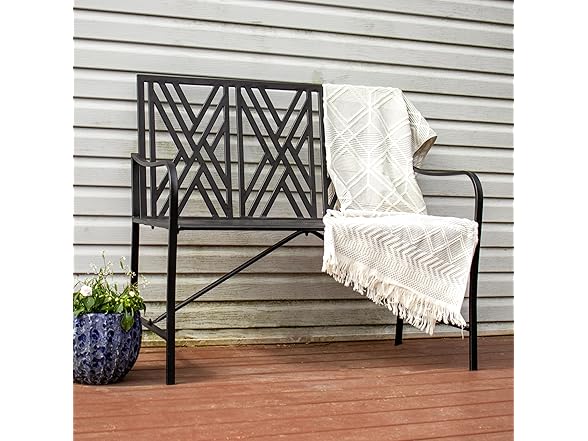 Sunnydaze 2-Person Outdoor Garden Bench, 42", Black
