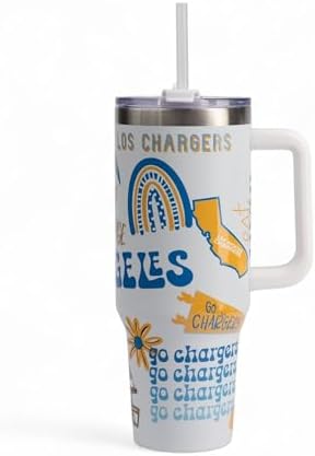 The Memory Company Official Licensed 40oz Team Spirit Stainless Steel Tumbler - Vacuum-Insulated Double-Wall Travel Cup With Handle and Straw Lid