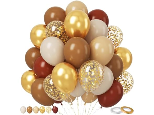 100 Brown and Gold Balloon Set