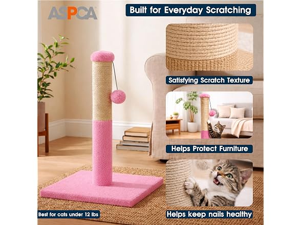 ASPCA Cat Scratching Post for Indoor Cats- Pink