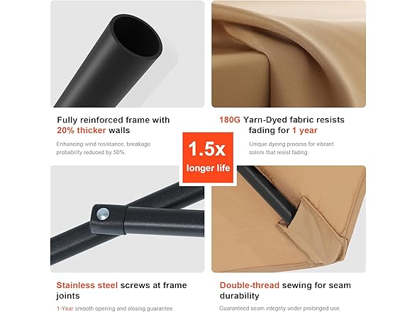 10ft Patio Umbrella Brown UV