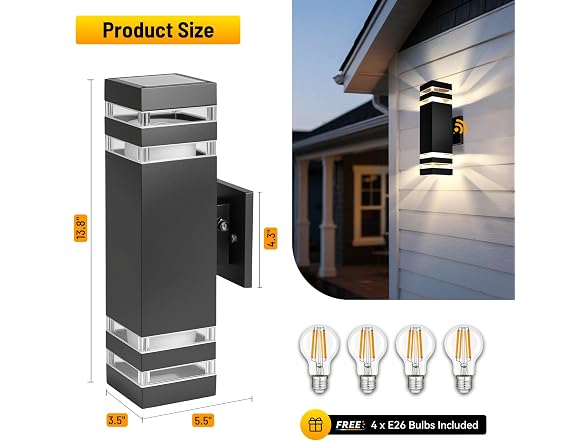 Tesjaso Dusk-to-Dawn Wall Sconce 2-Pack