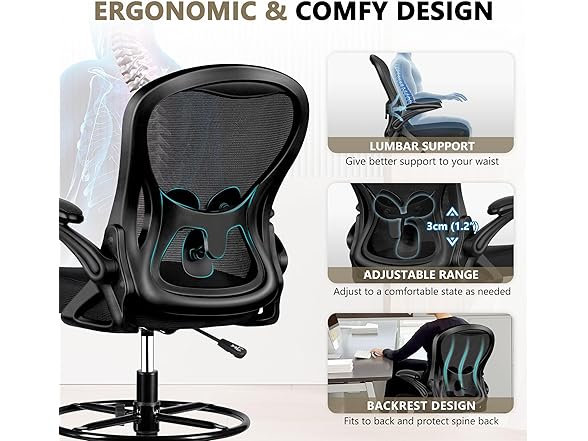 Winrise W0893 Drafting Chair 935Z Black