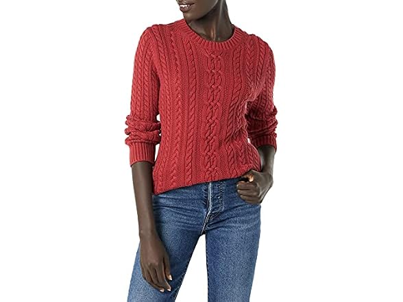 Amazon Essentials Women Soft Cotton Cable Sweater