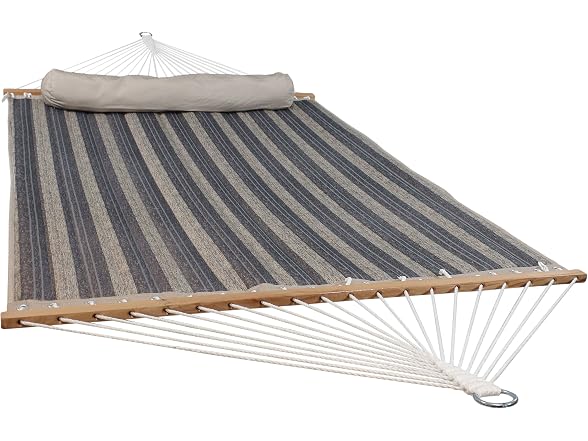 Sunnydaze Quilted Double Hammock for Outside with Pillow