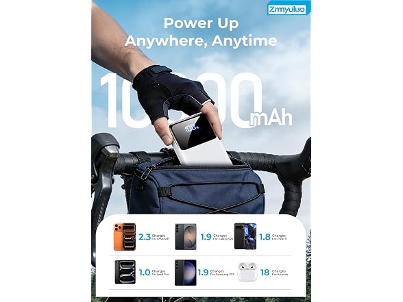 Zmmyuluo 10000mAh Power Bank w/Cables