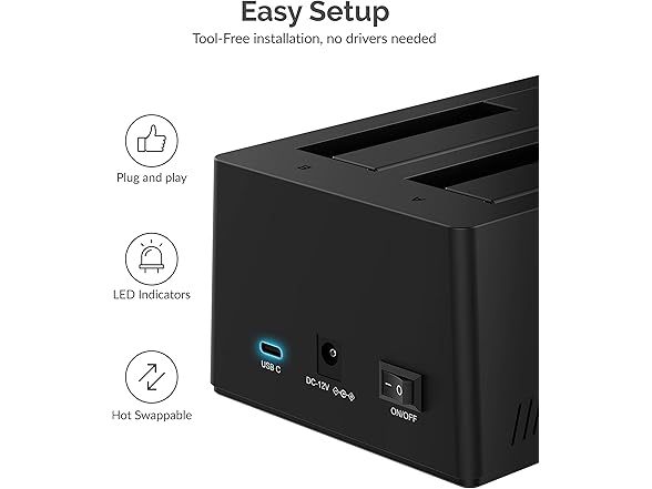 USB Type C Dual Bay Hard Drive Docking Station
