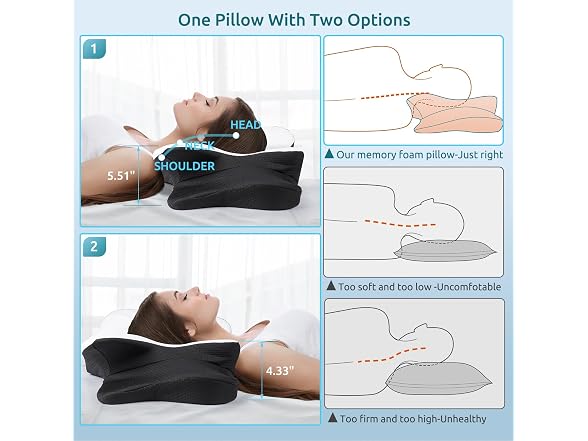 DONAMA Cervical Pillow Black King Size