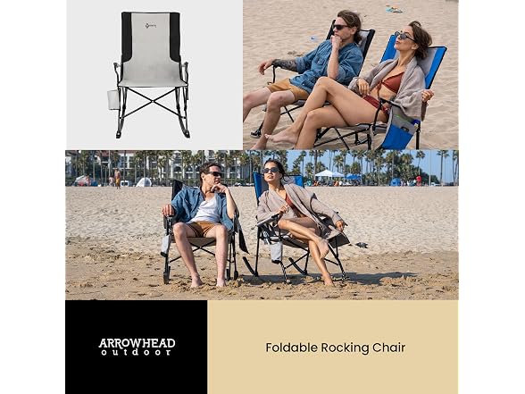 Foldable Rocking Camp Chair, Large Cup Holder