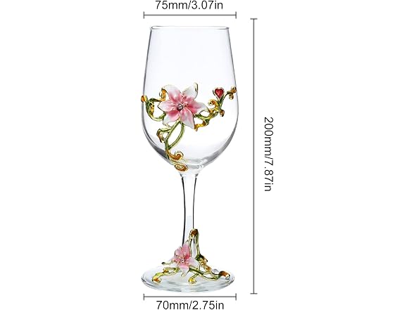 Enamel Flower Gin Balloon Glass Wine (Purple lily)