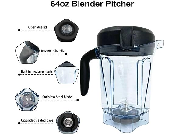 Senlee 64 oz Blender Replacement Pitcher
