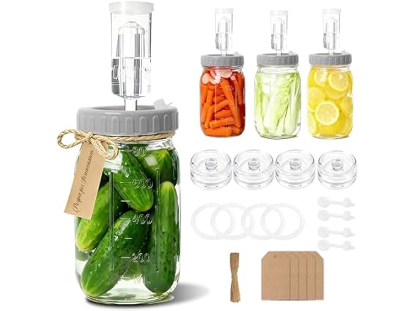 Icefun 4-Pack Mason Jar Fermentation Kit