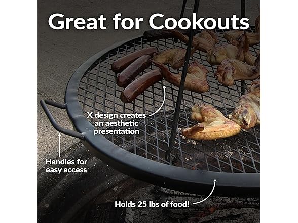 Sunnydaze X-Marks Outdoor Fire Pit Grill Grate for Cooking 30"
