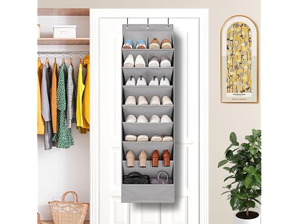 Door Shoe Organizer with 10 Extra Large Pockets, 4-Pack