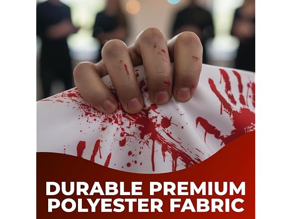Fun Express 6 Ft. x 6 Ft. Halloween Horror Party Red & White Polyester Backdrop