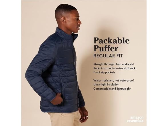 Amazon Essentials Men Packable Lightweight Jacket
