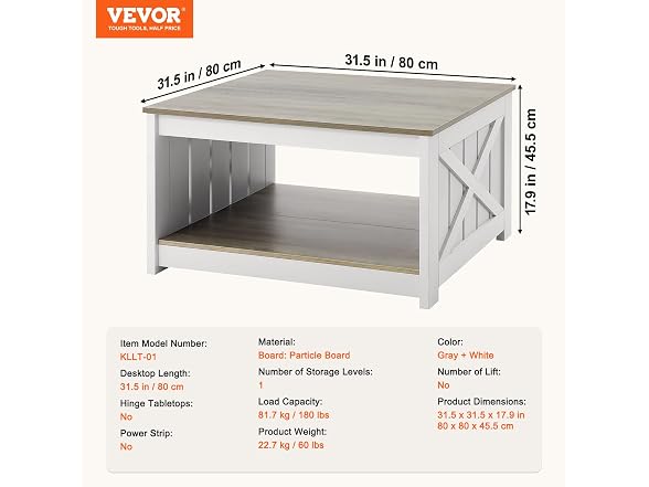 31.5" Square Farmhouse Coffee Table
