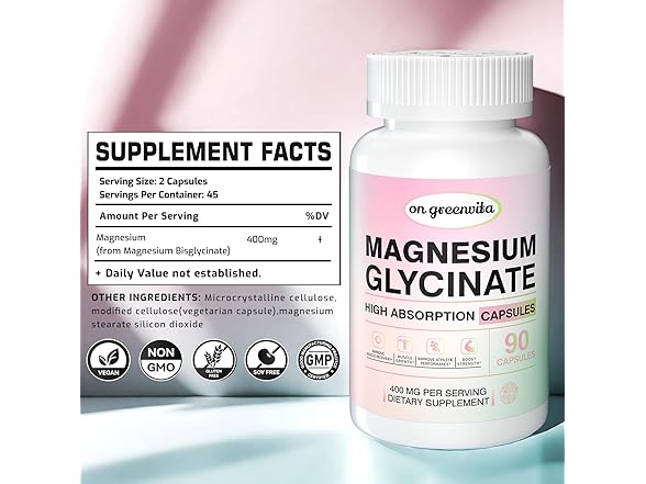 Magnesium Glycinate 400 MG, 90 Capsules