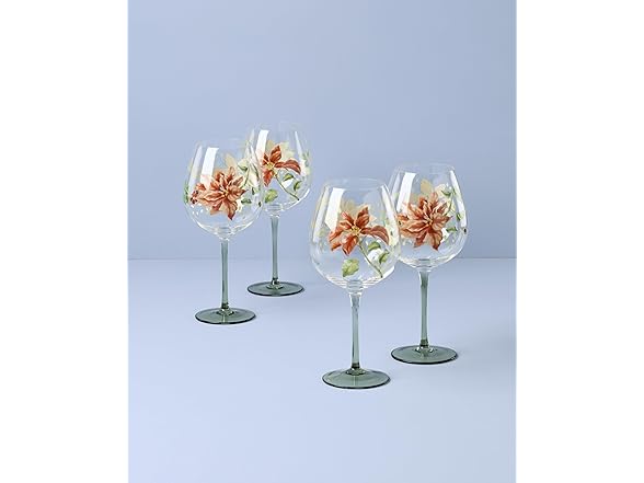 Lenox Glassware, Butterfly Meadow Balloon Wine Glasses, Set of 4