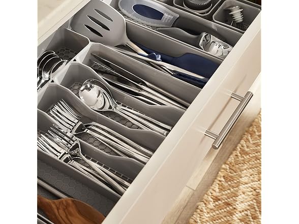 Spectrum HEXA 5-Divider Expandable Silverware Tray (Stone Gray) 
