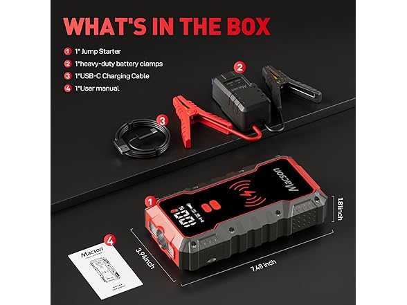 Macson Macson Car Jump Starter, 3000A Jump St