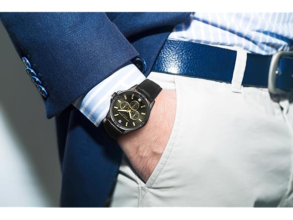 Geoffrey Beene Men Leather Subdial Watch