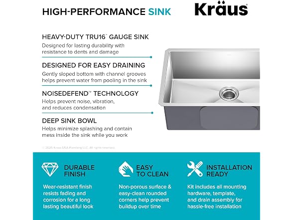 KRAUS Stainless Steel 30 in 16 Gauge