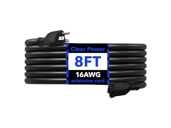 Clear Power 8 ft Extension Cord - 16/3 SJTW