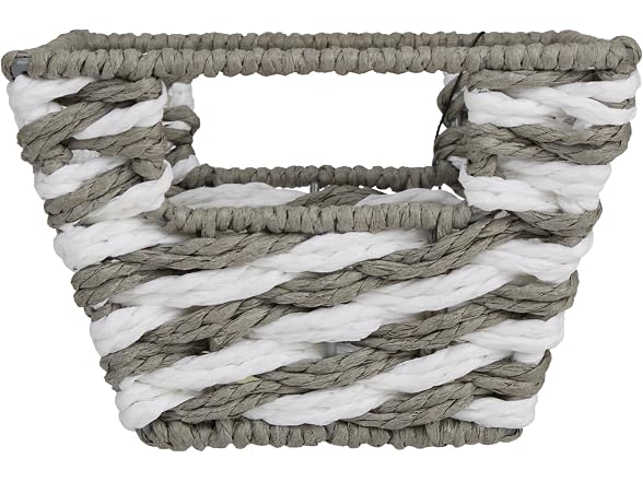 Simplify Small Striped Woven Basket in Gray